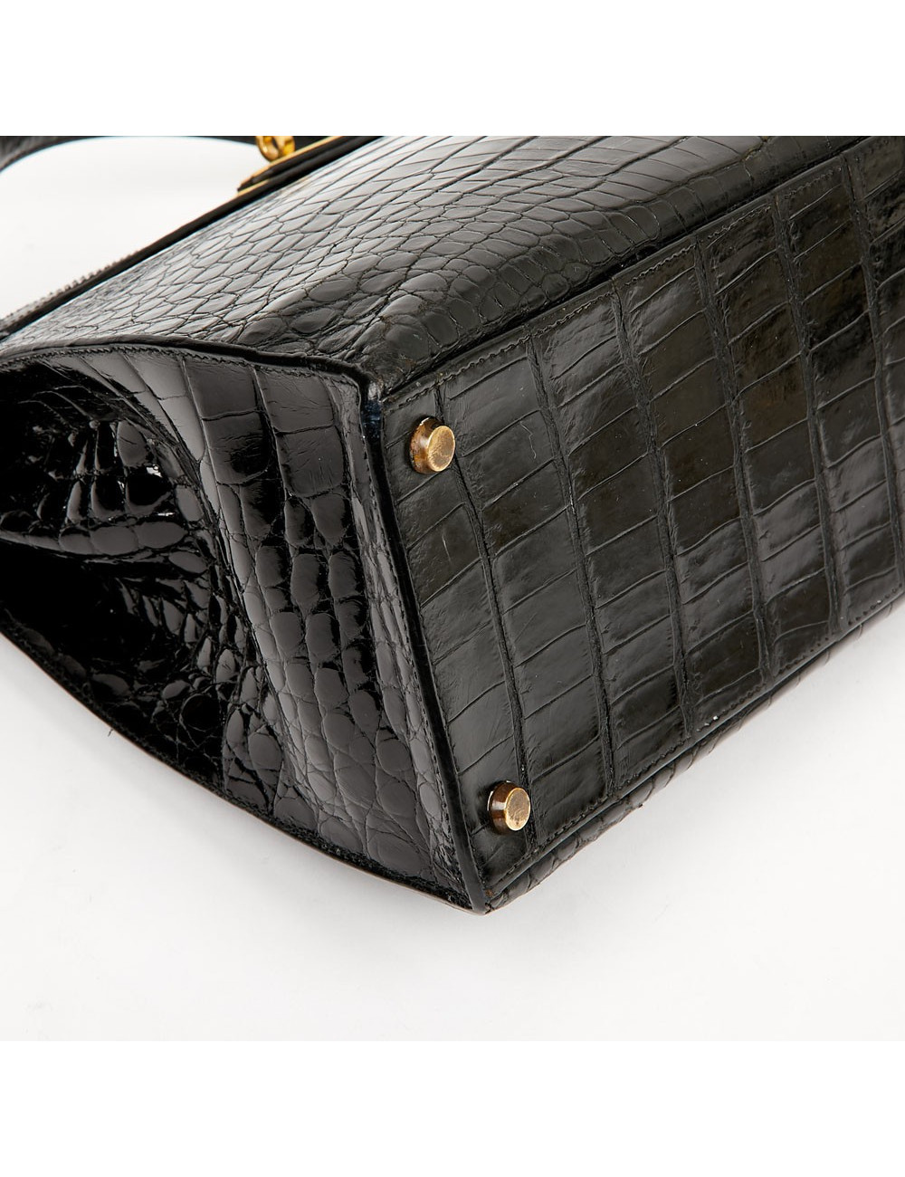 Kelly 35 HERMES porosus noir Vintage