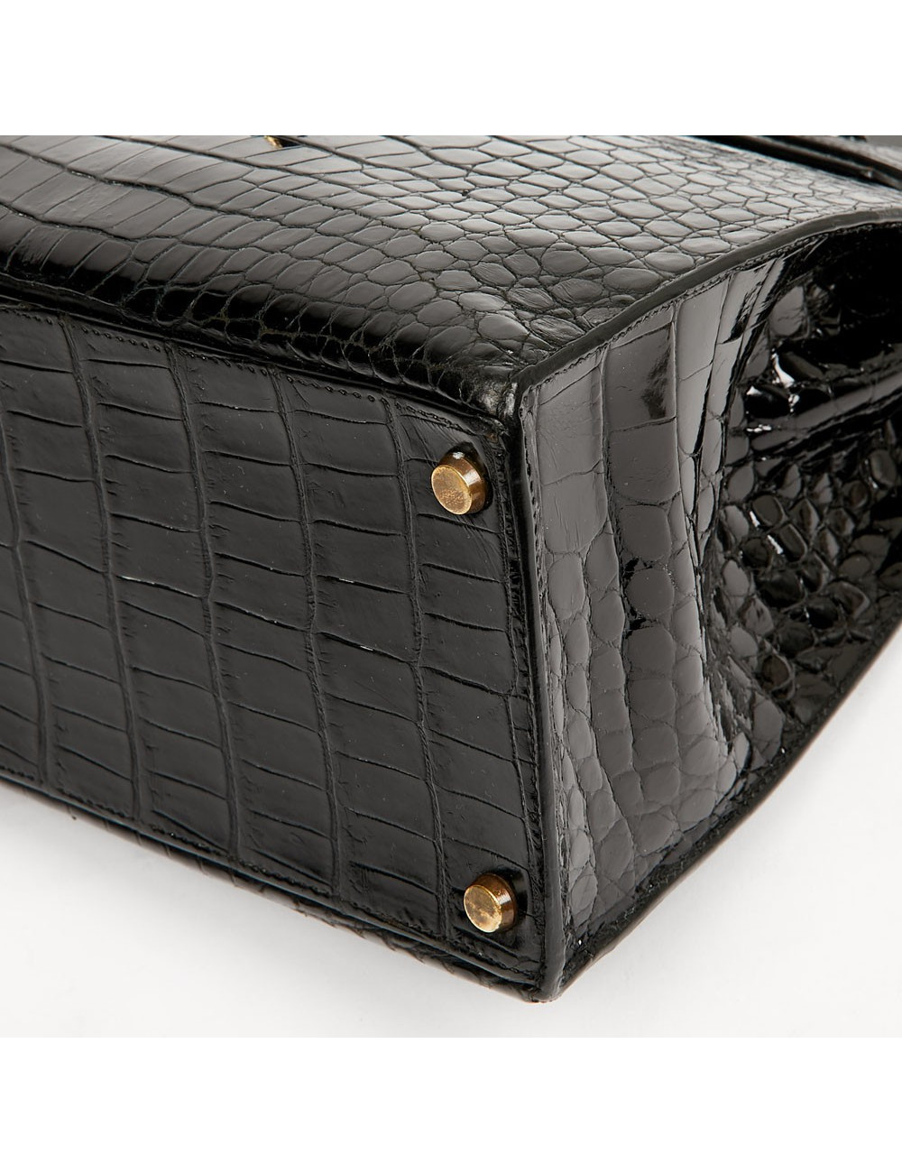 Kelly 35 HERMES porosus noir Vintage
