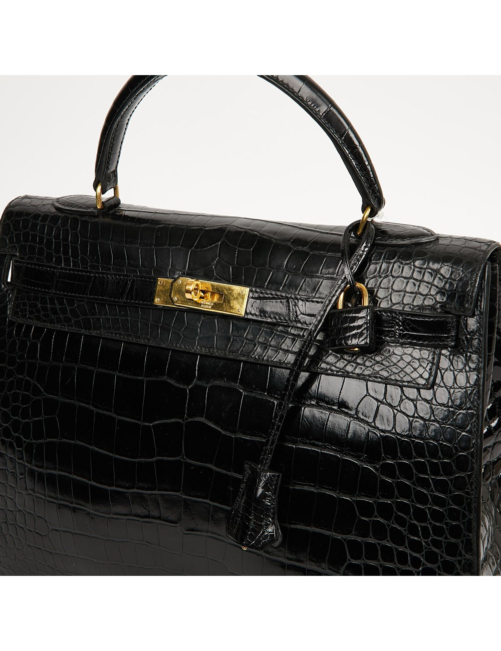 Kelly 35 HERMES porosus noir Vintage