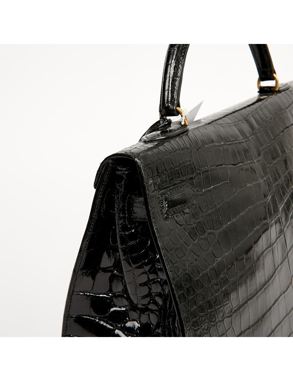 Kelly 35 HERMES porosus noir Vintage