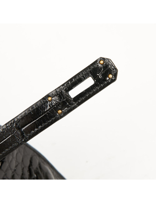 Kelly 35 HERMES porosus noir Vintage