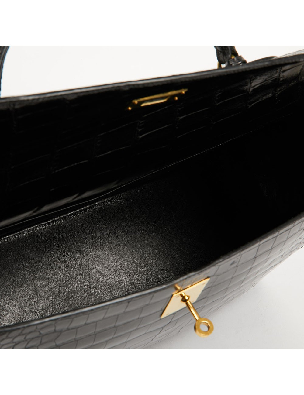 Kelly 35 HERMES porosus noir Vintage