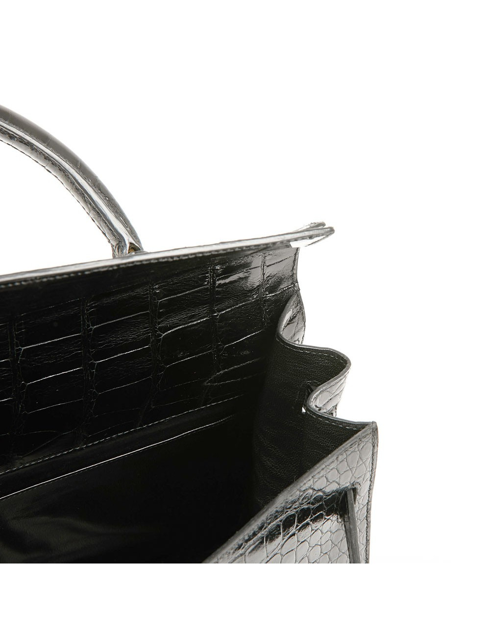 Kelly 35 HERMES porosus noir Vintage