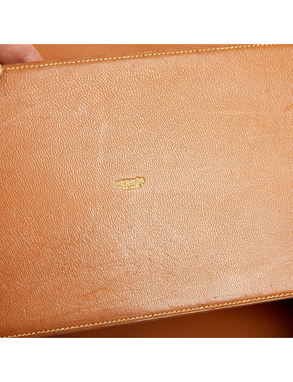 Sac à main Kelly HERMES boite à bijoux Porosus marron