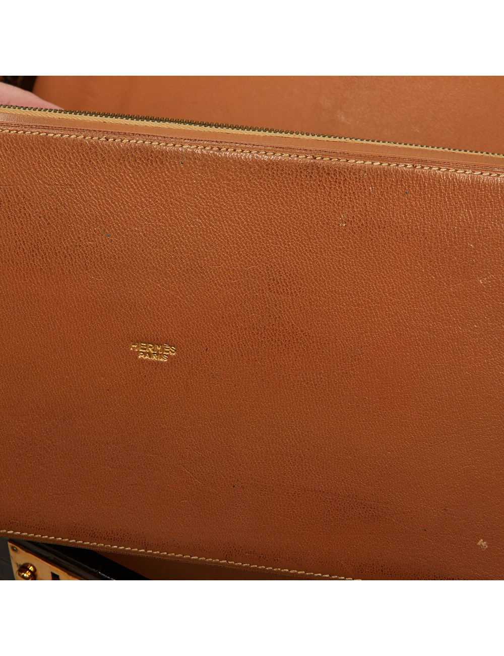 Sac à main Kelly HERMES boite à bijoux Porosus marron