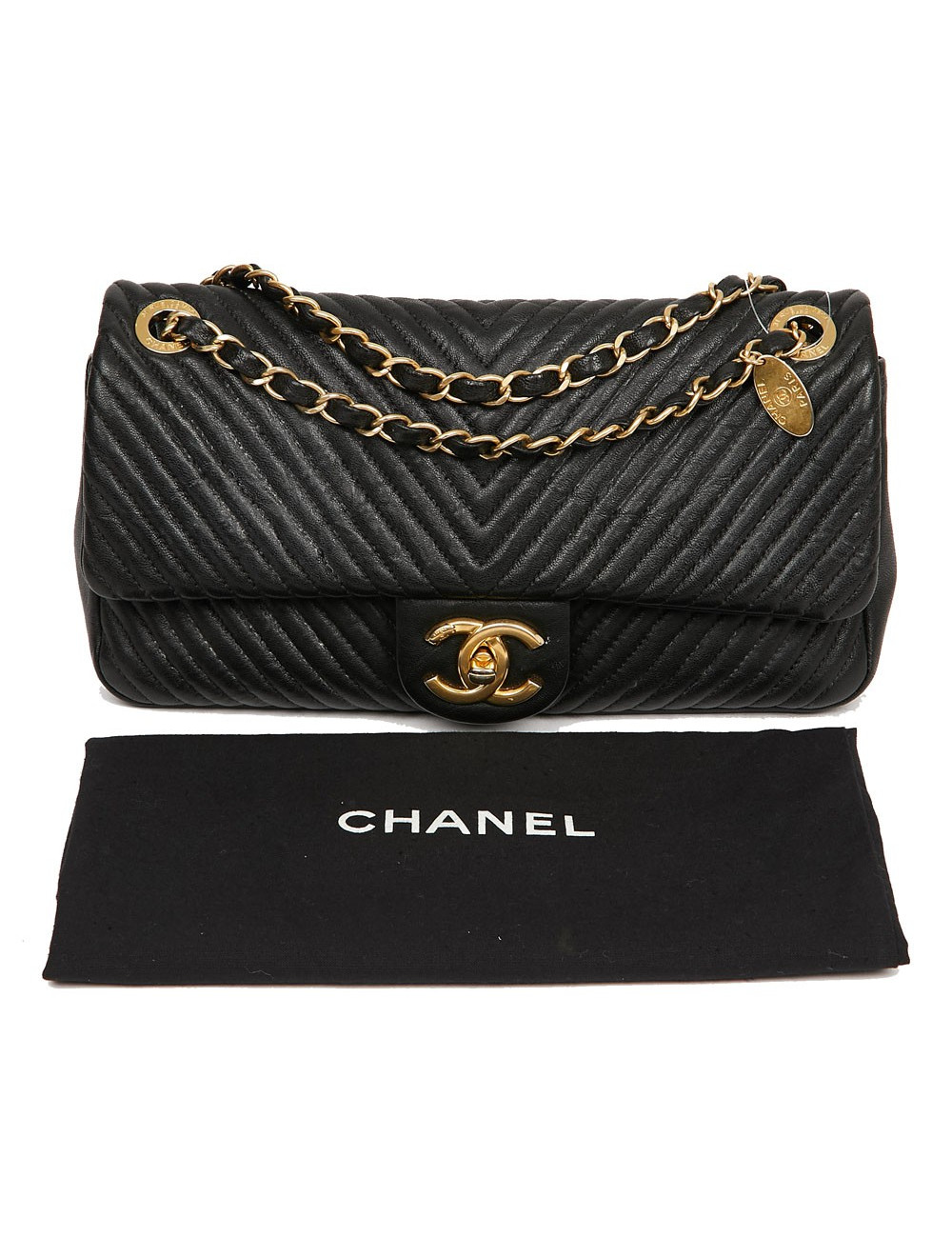 Sac à main CHANEL cuir de veau chevrons