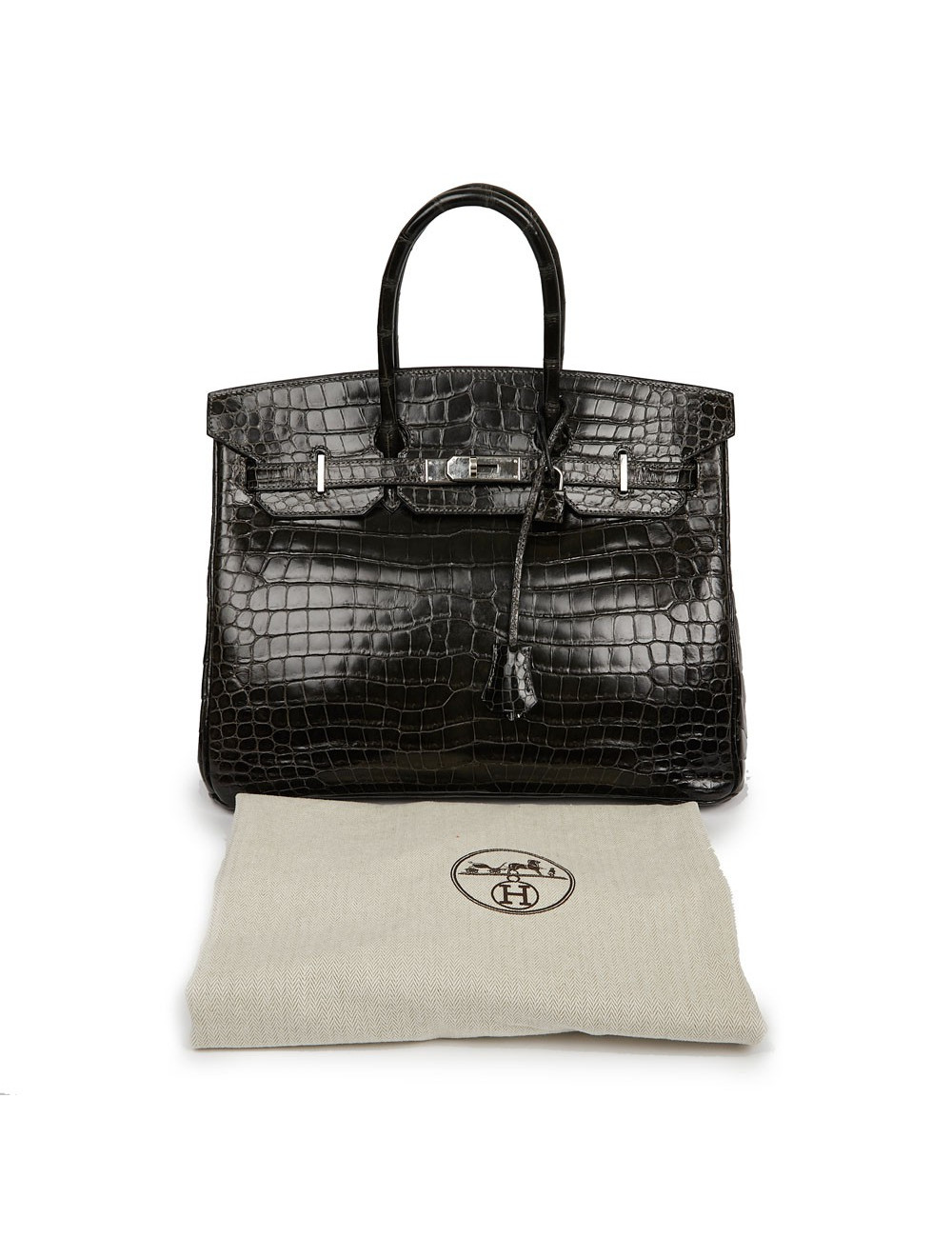 Birkin 35 HERMES Porosus gris anthracite 