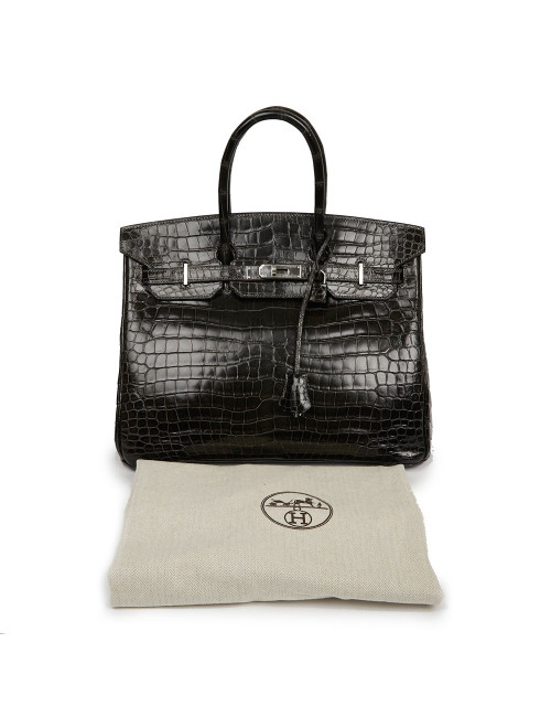 Birkin 35 HERMES Porosus gris anthracite 