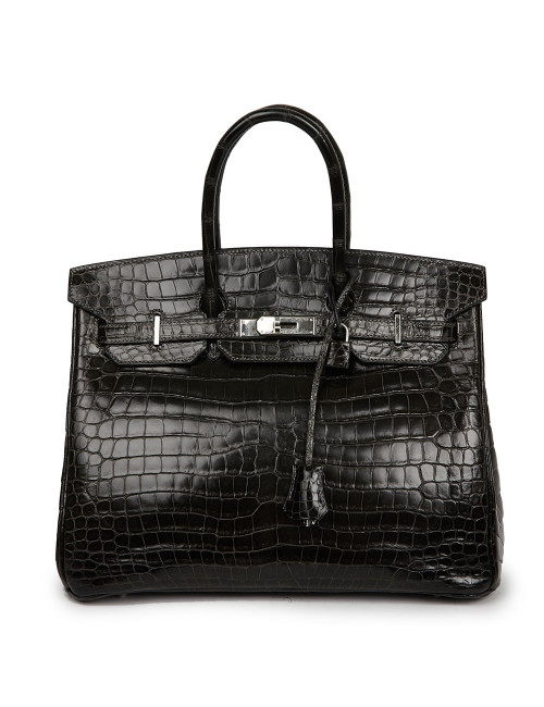 Birkin 35 HERMES Porosus gris anthracite 