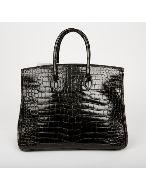 Birkin 35 HERMES Porosus gris anthracite 