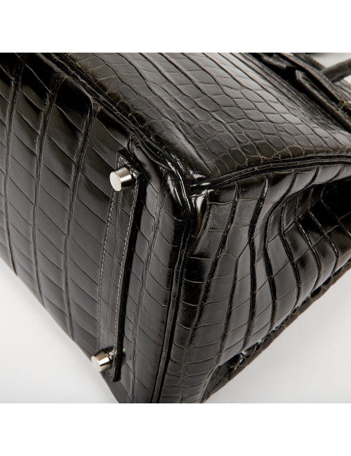 Birkin 35 HERMES Porosus gris anthracite 