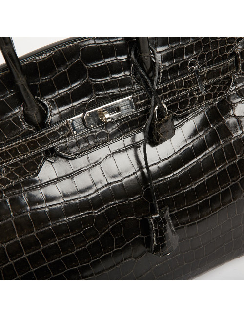 Birkin 35 HERMES Porosus gris anthracite 