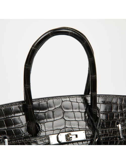 Birkin 35 HERMES Porosus gris anthracite 