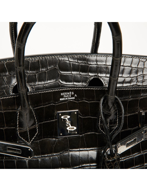 Birkin 35 HERMES Porosus gris anthracite 