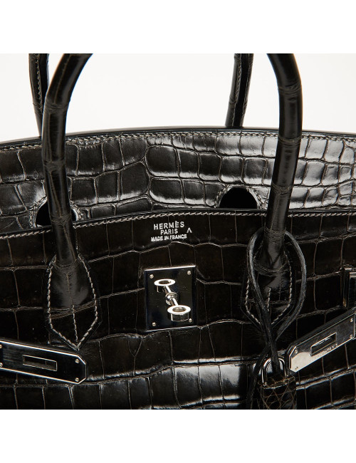 Birkin 35 HERMES Porosus gris anthracite 