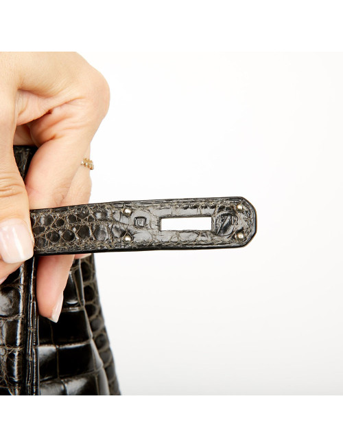 Birkin 35 HERMES Porosus gris anthracite 