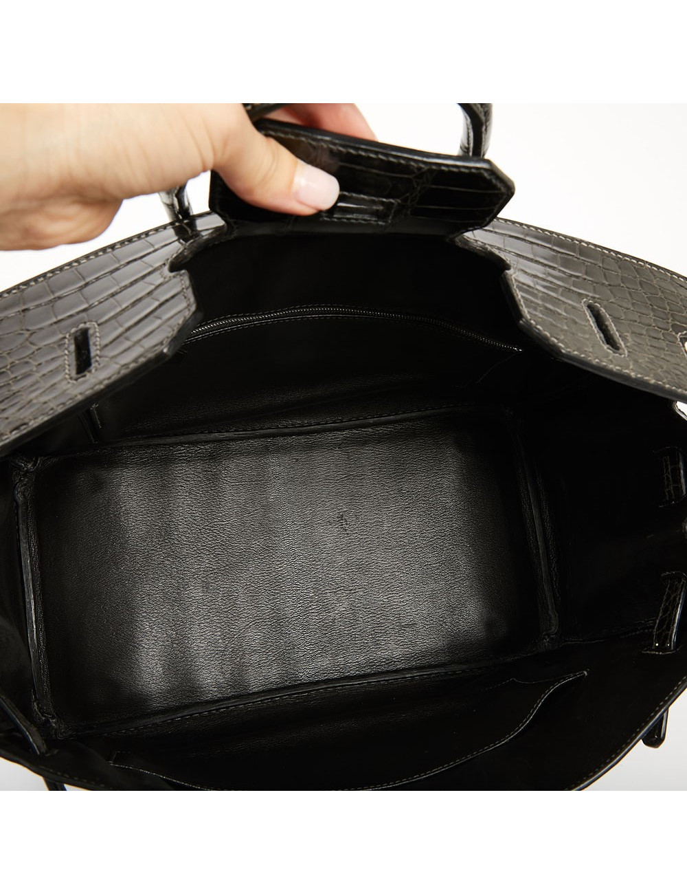 Birkin 35 HERMES Porosus gris anthracite 