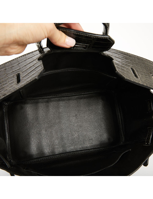 Birkin 35 HERMES Porosus gris anthracite 