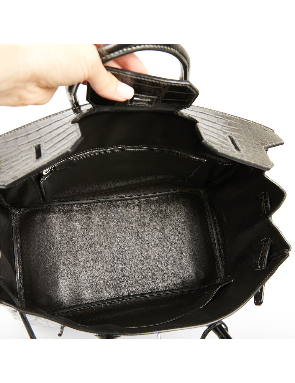 Birkin 35 HERMES Porosus gris anthracite 