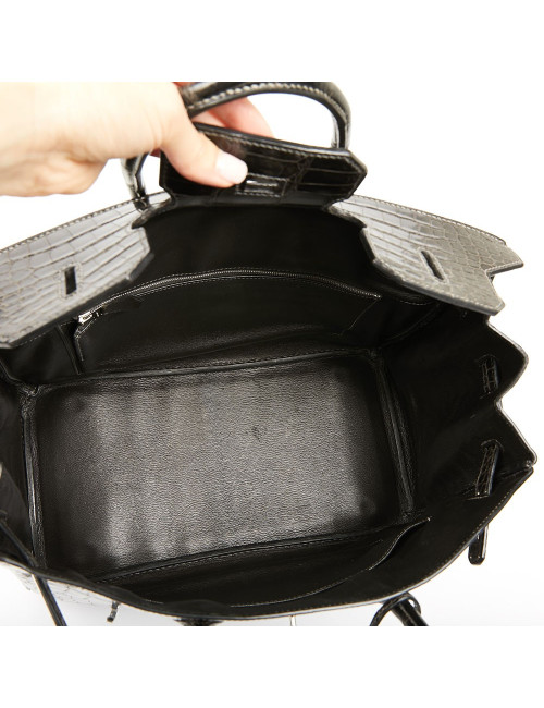 Birkin 35 HERMES Porosus gris anthracite 