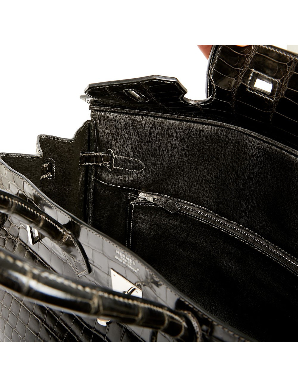 Birkin 35 HERMES Porosus gris anthracite 