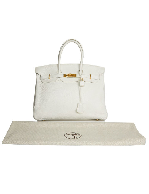 Birkin 35  HERMES cuir de veau Togo blanc