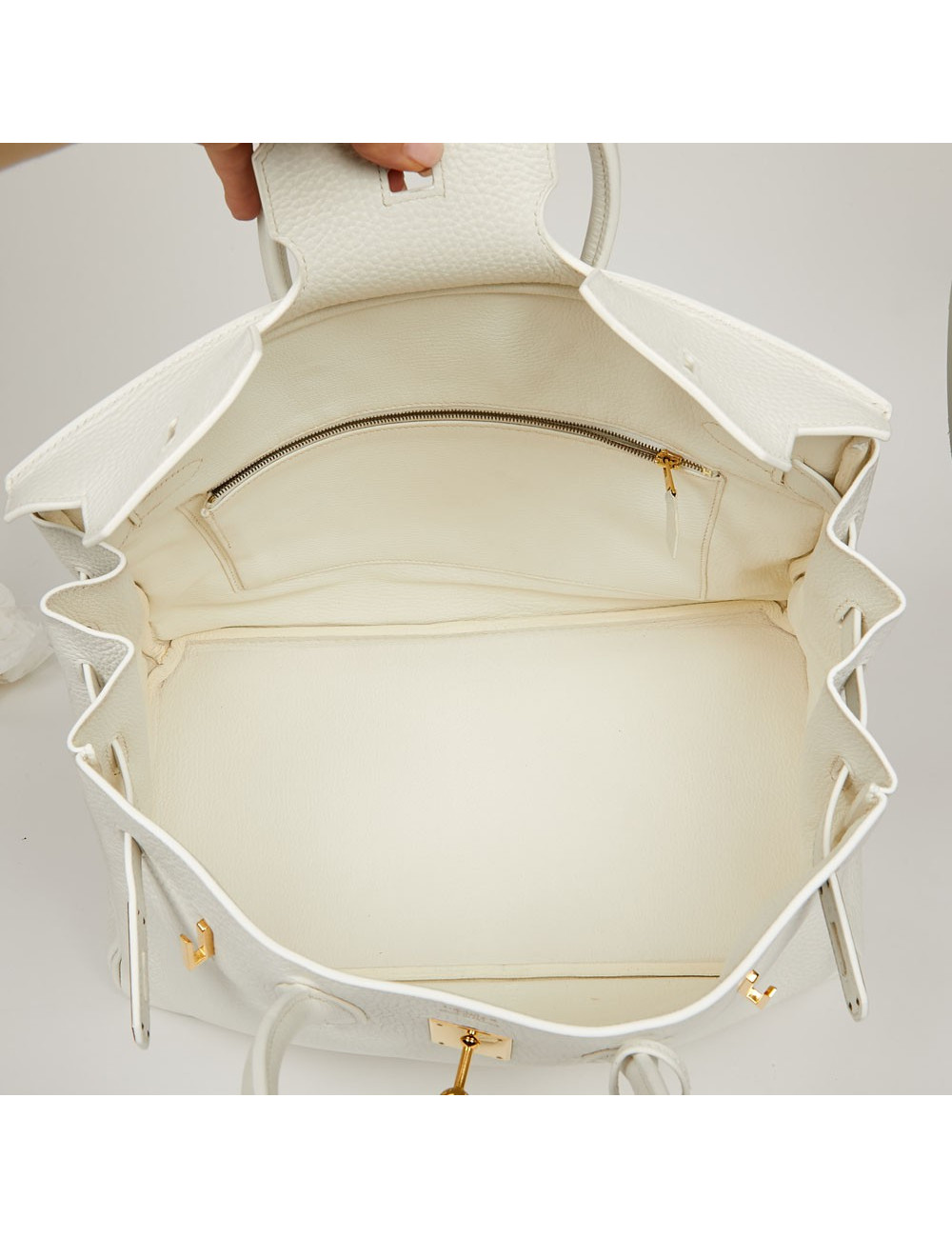 Birkin 35  HERMES cuir de veau Togo blanc