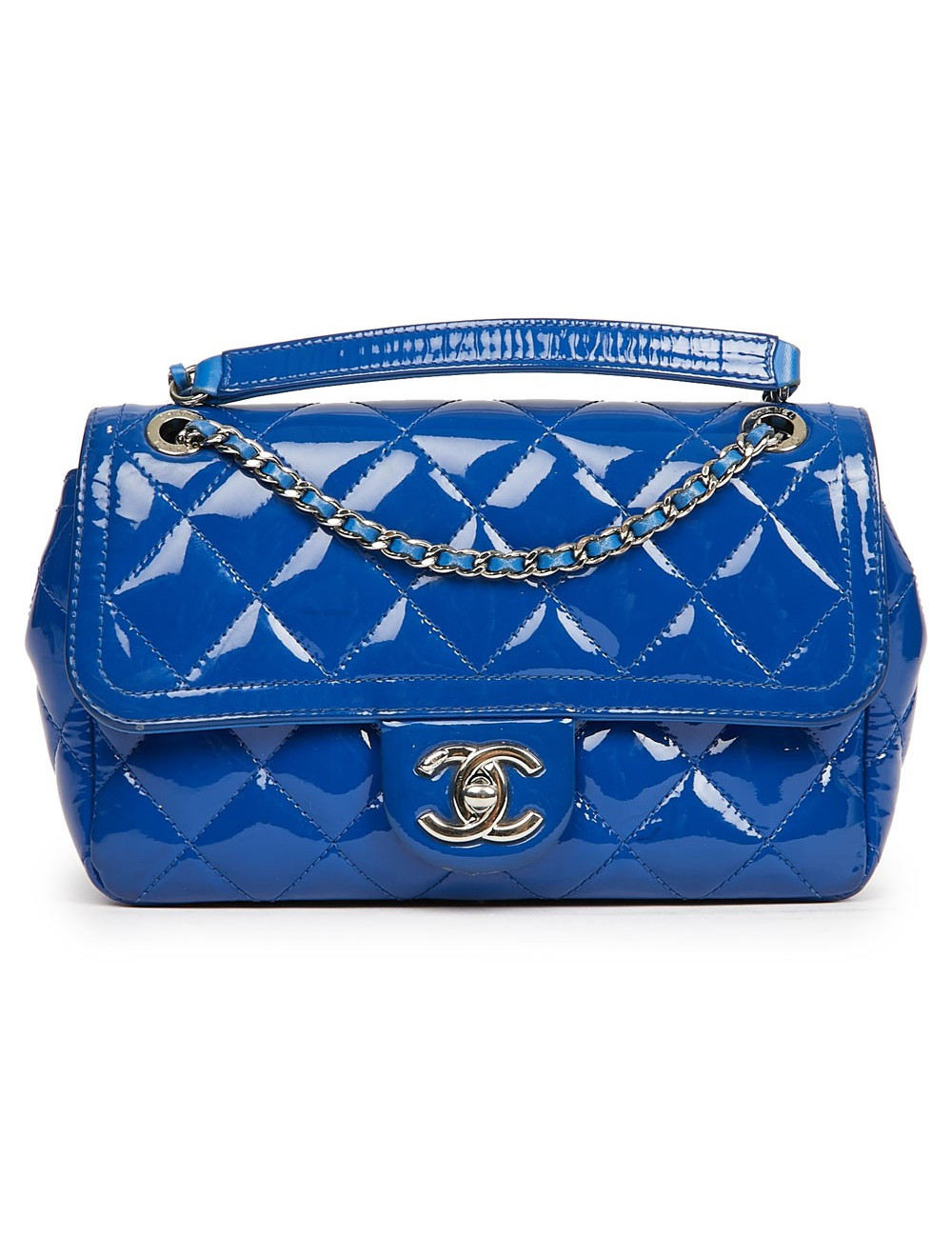 Timeless CHANEL cuir verni bleu