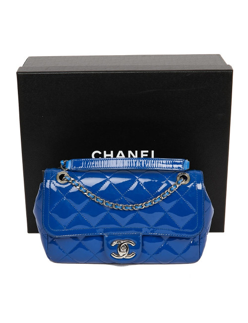 Small flap bag Chanel blue patent leather - Pre-owned Luxury Bag 