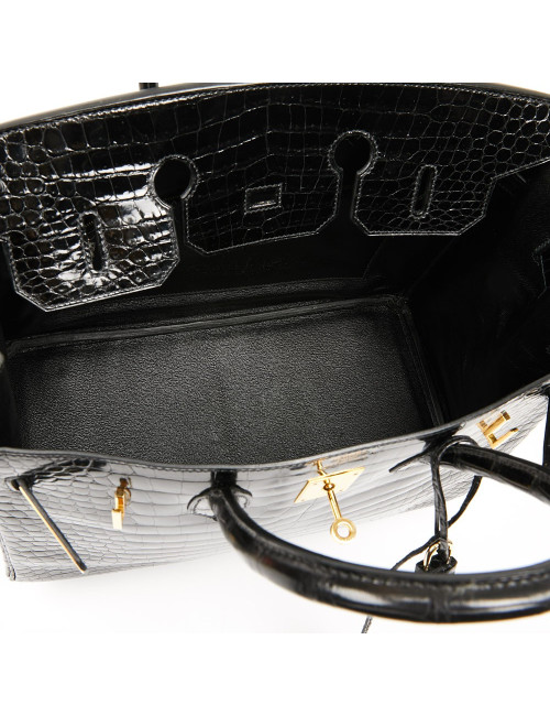 Birkin 35 crocodile Porosus noir