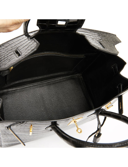 Birkin 35 crocodile Porosus noir