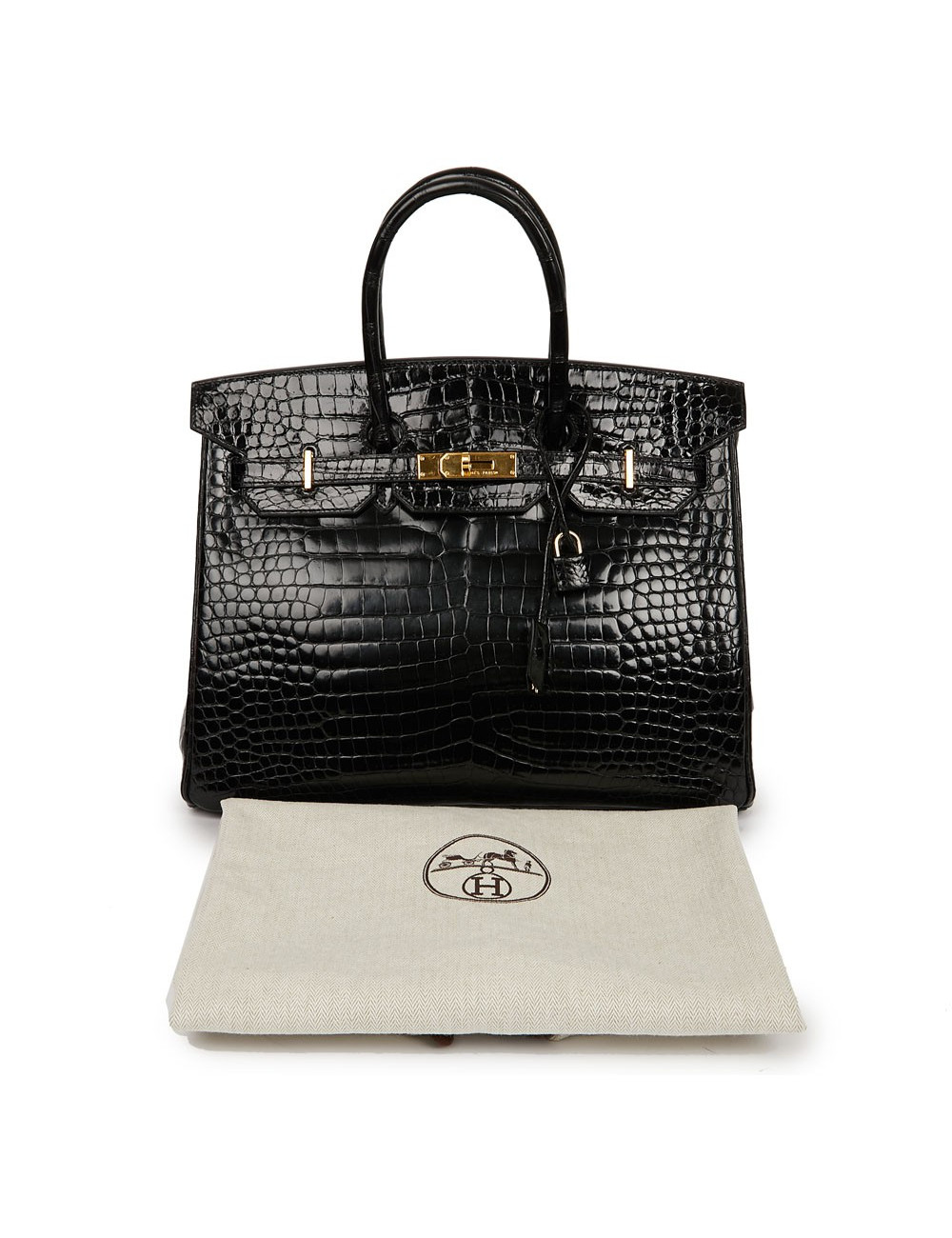 Birkin 35 crocodile Porosus noir