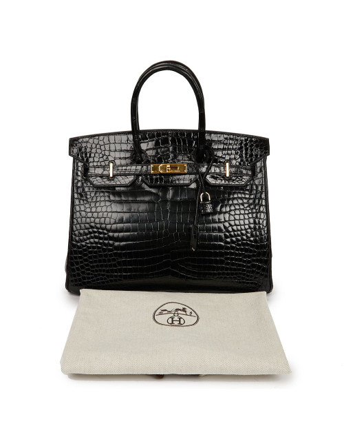 Birkin 35 crocodile Porosus noir