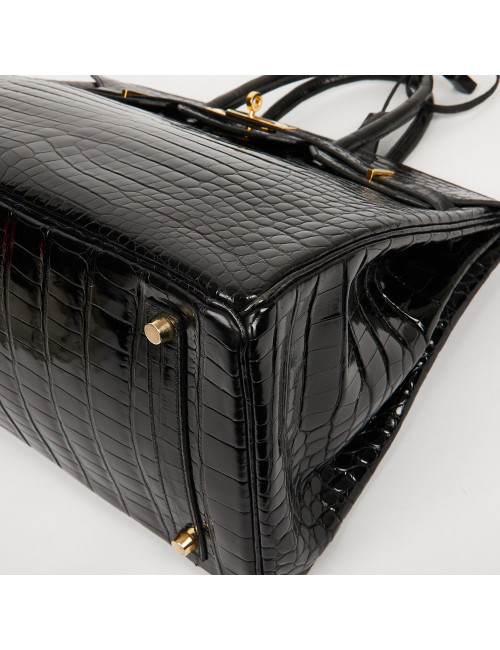 Birkin 35 crocodile Porosus noir