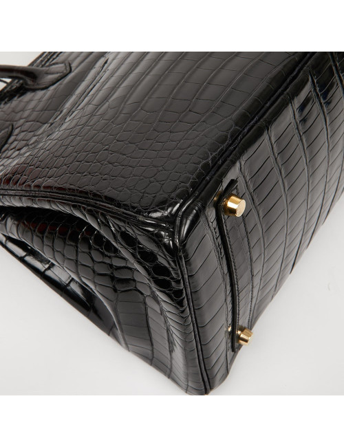 Birkin 35 crocodile Porosus noir