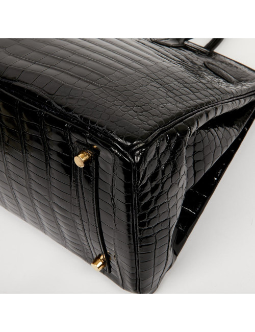 Birkin 35 crocodile Porosus noir