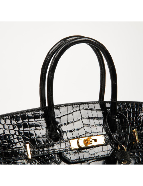 Birkin 35 crocodile Porosus noir