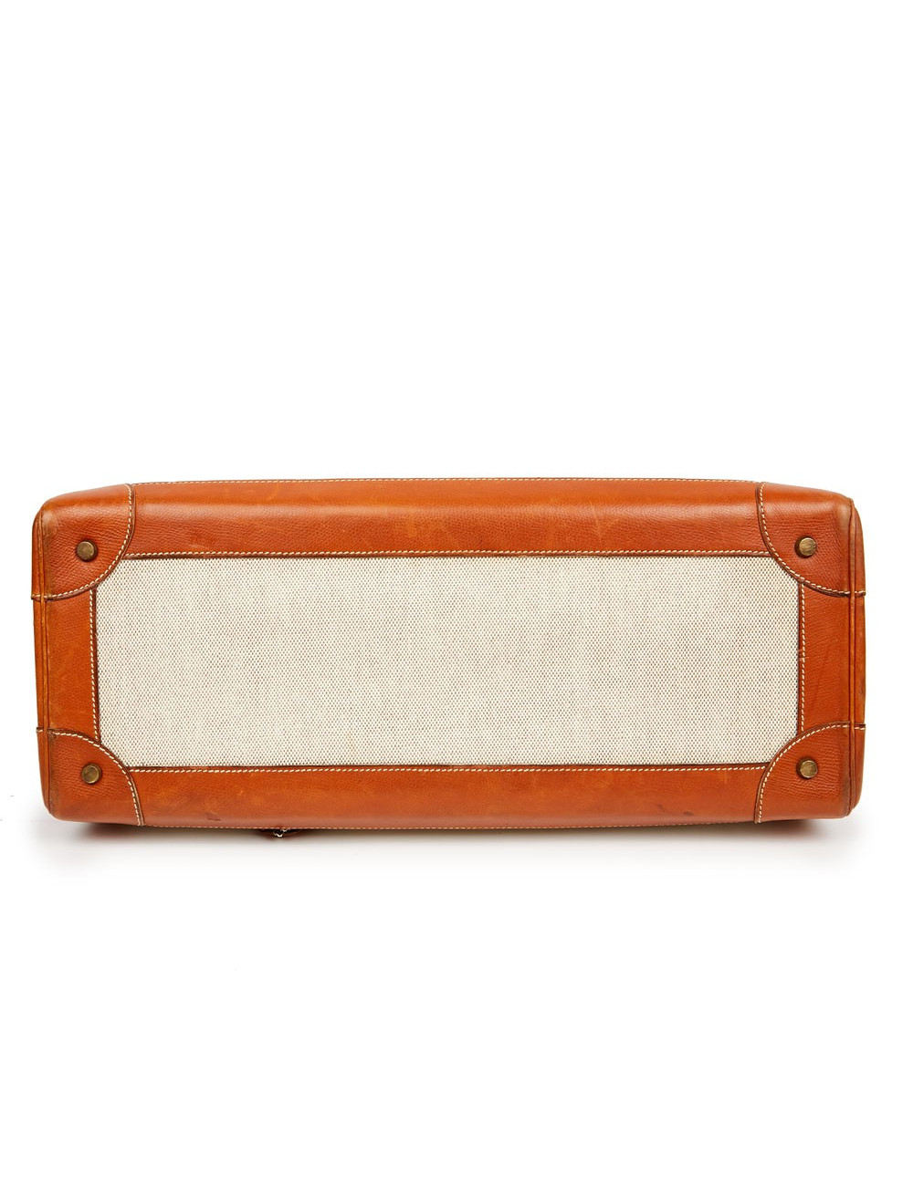 Valise de voyage HERMES toile et cuir Vintage TM