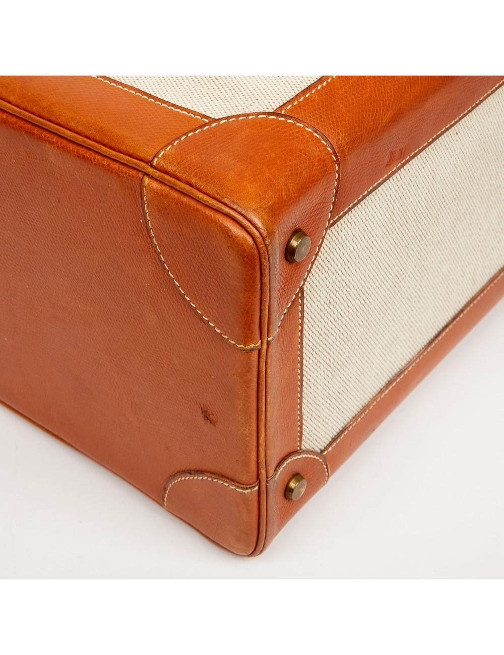 Valise de voyage HERMES toile et cuir Vintage TM