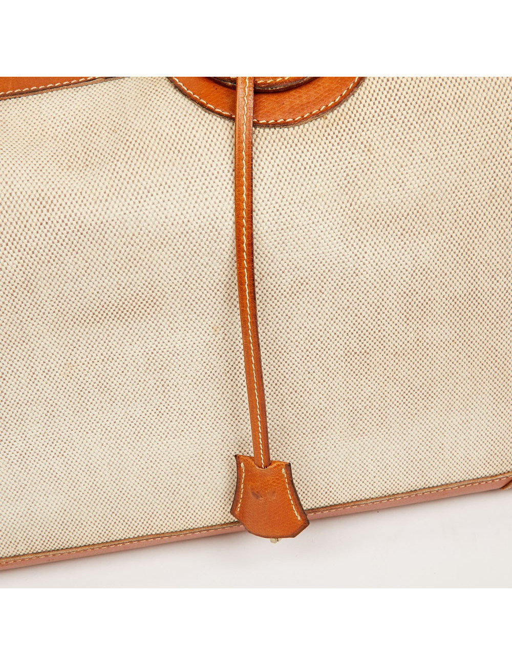 Valise de voyage HERMES toile et cuir Vintage TM