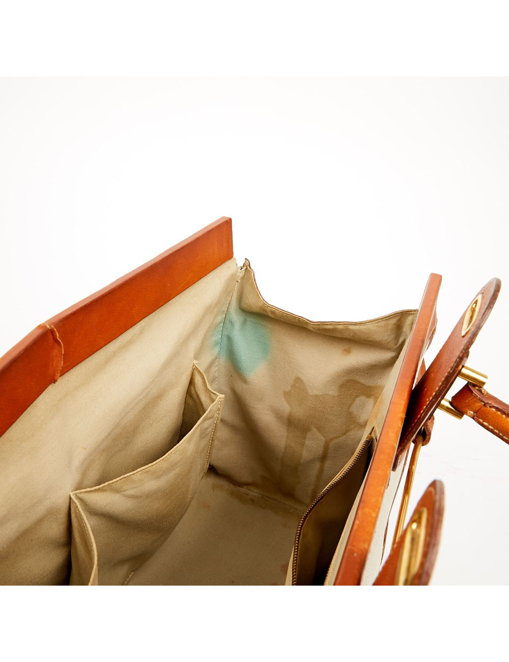 Valise de voyage HERMES toile et cuir Vintage TM