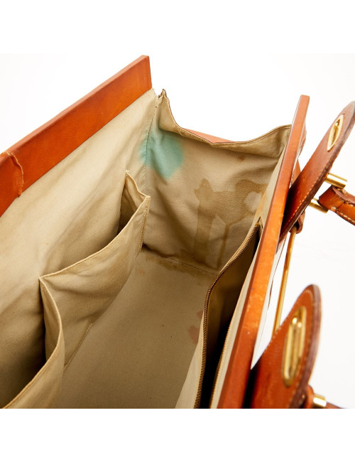 Valise de voyage HERMES toile et cuir Vintage TM