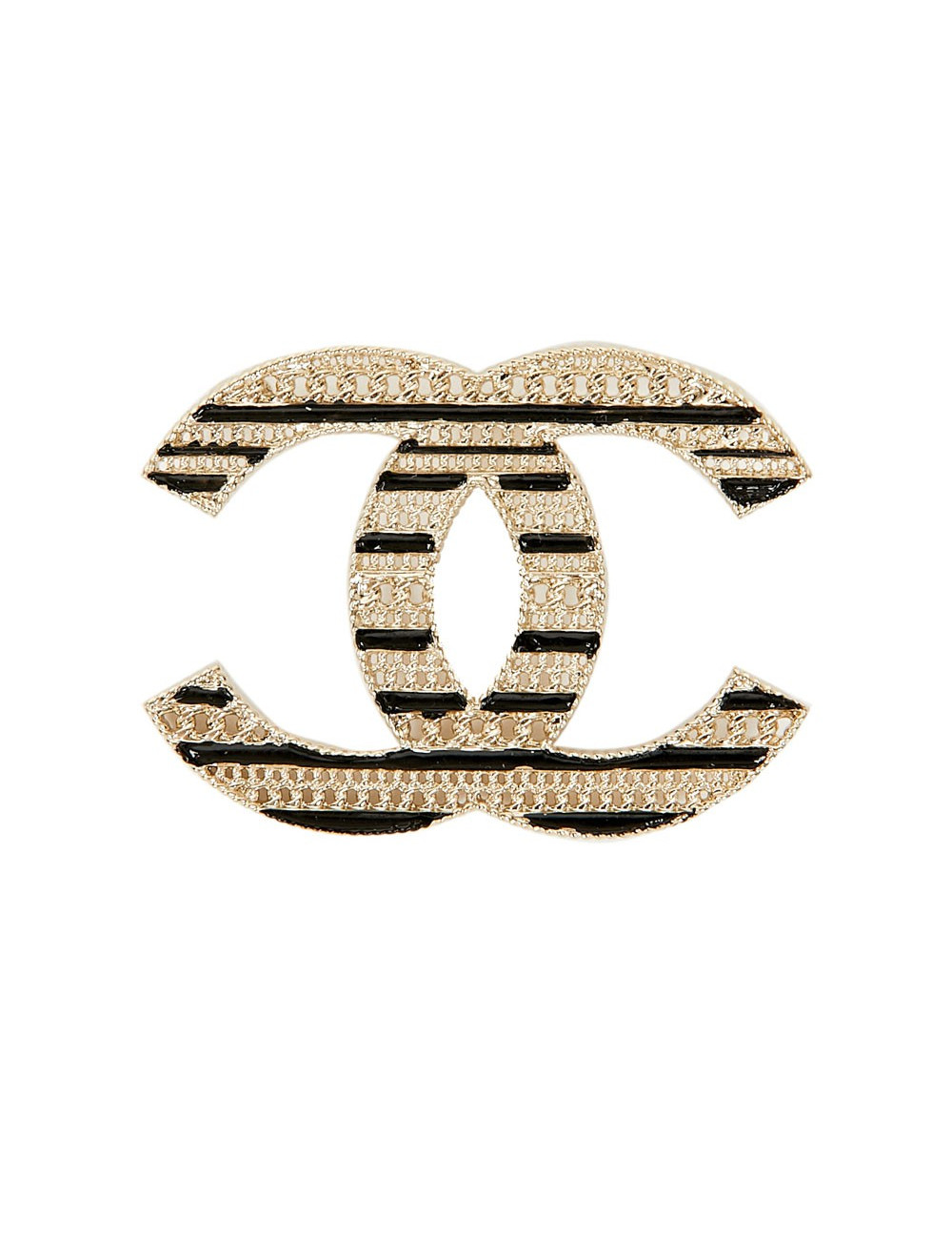 Broche CHANEL double C émaillé noir