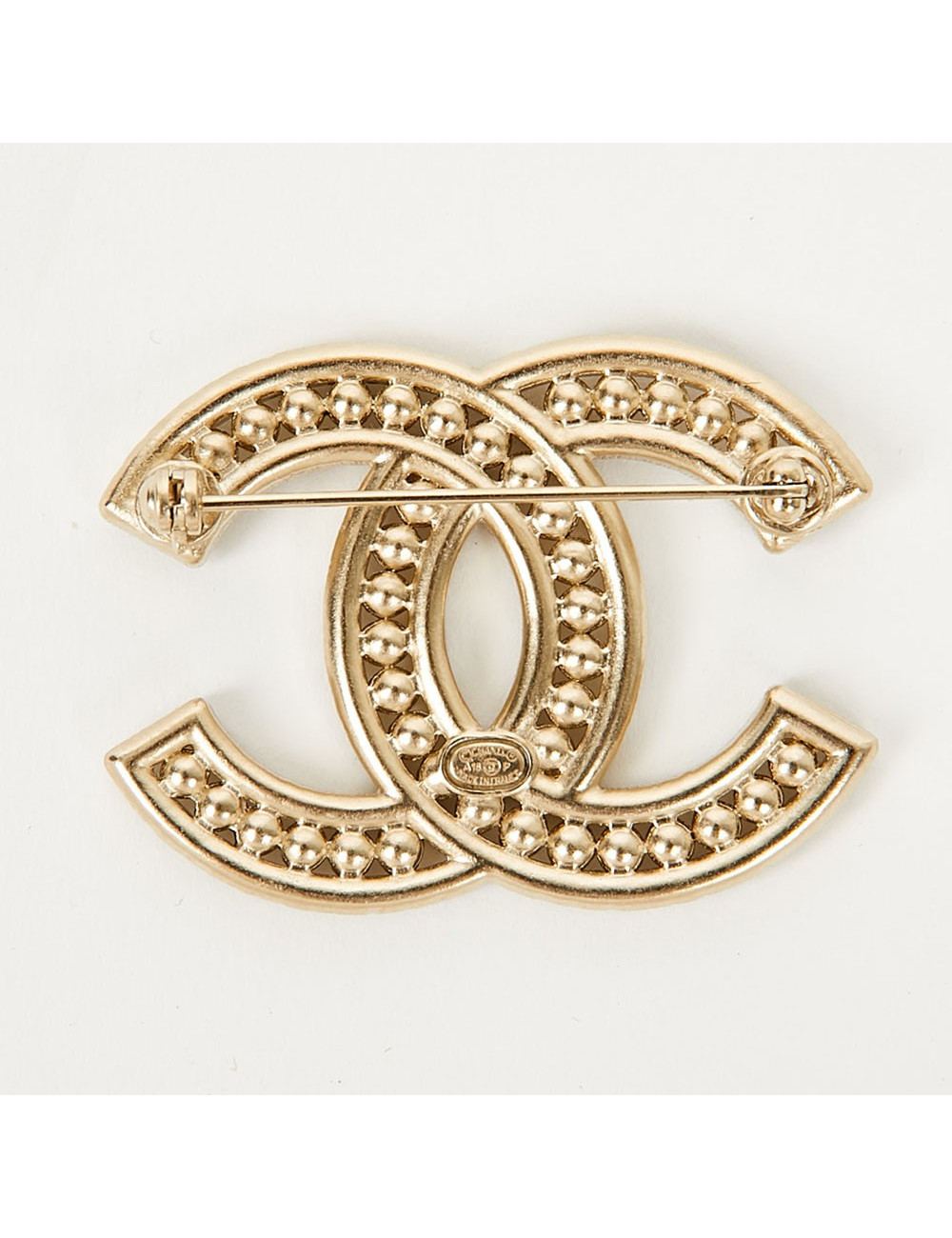 Broche CHANEL double C perles et brillants