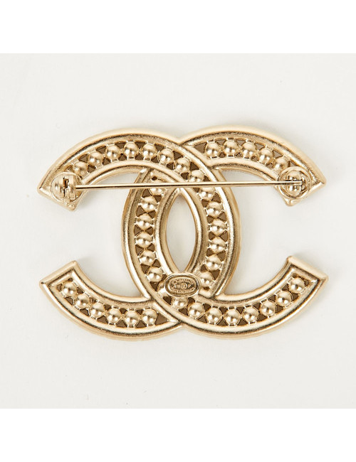 Broche CHANEL double C perles et brillants