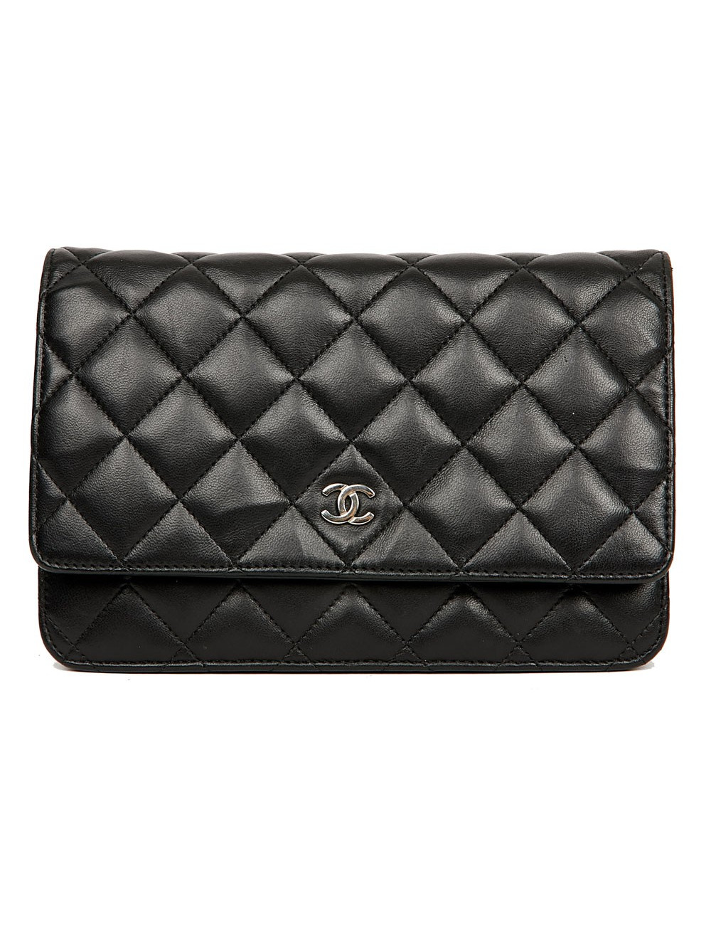 Wallet on chaine CHANEL cuir maelassé noir