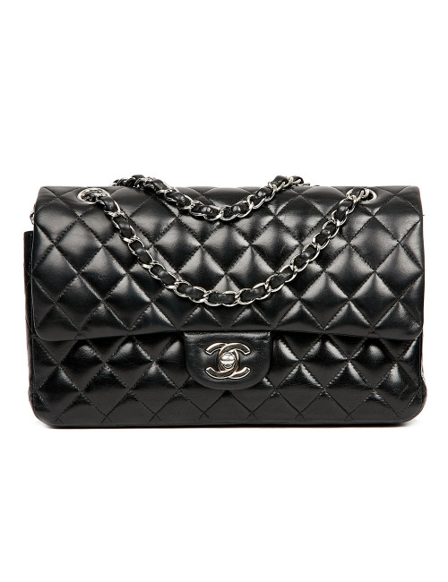 Timeless CHANEL black lambskin bag 