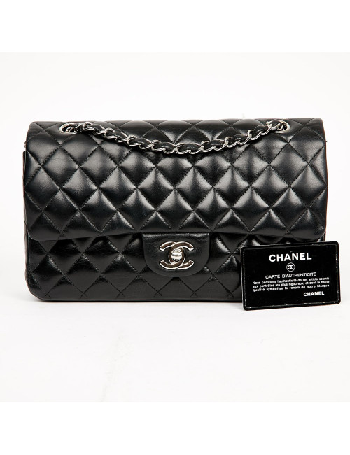 Timeless CHANEL black lambskin bag 