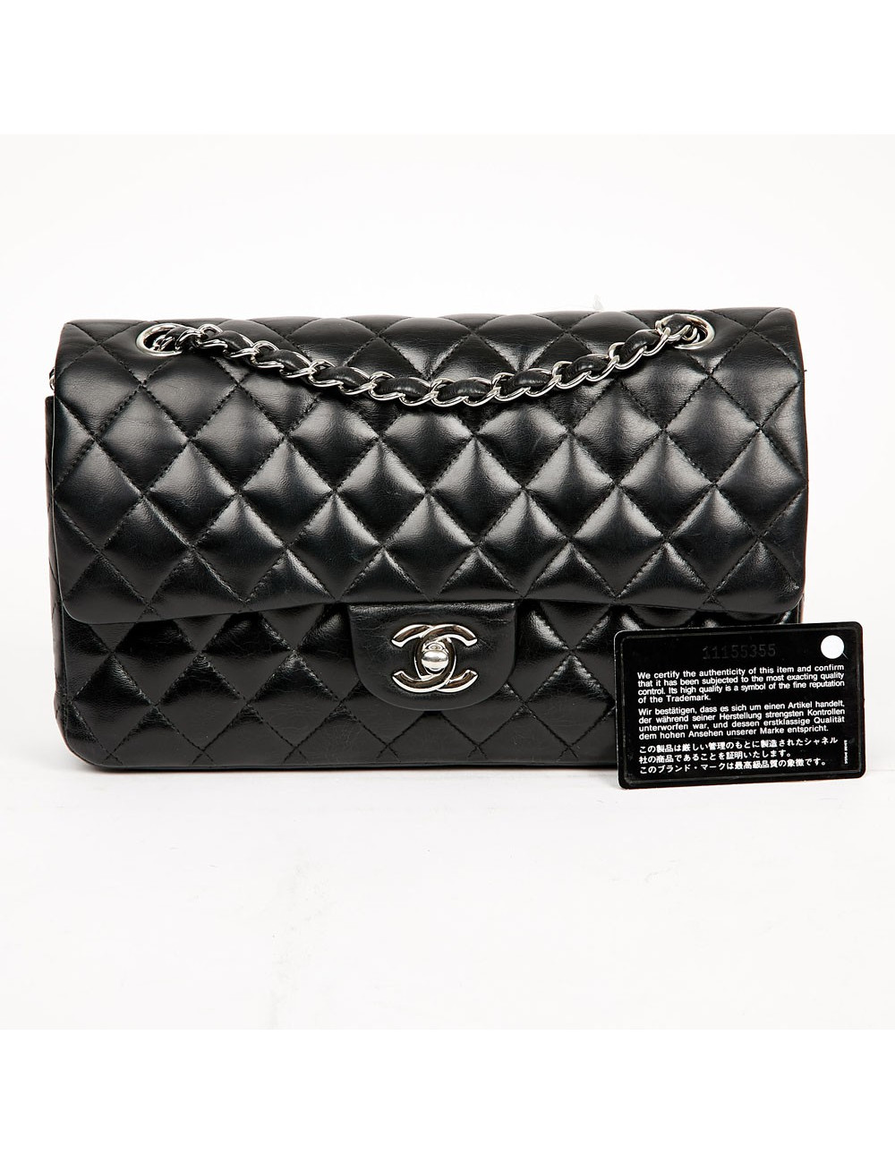 Timeless CHANEL black lambskin bag 