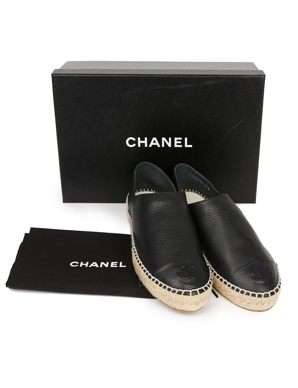 Espadrilles CHANEL T38 cuir noir
